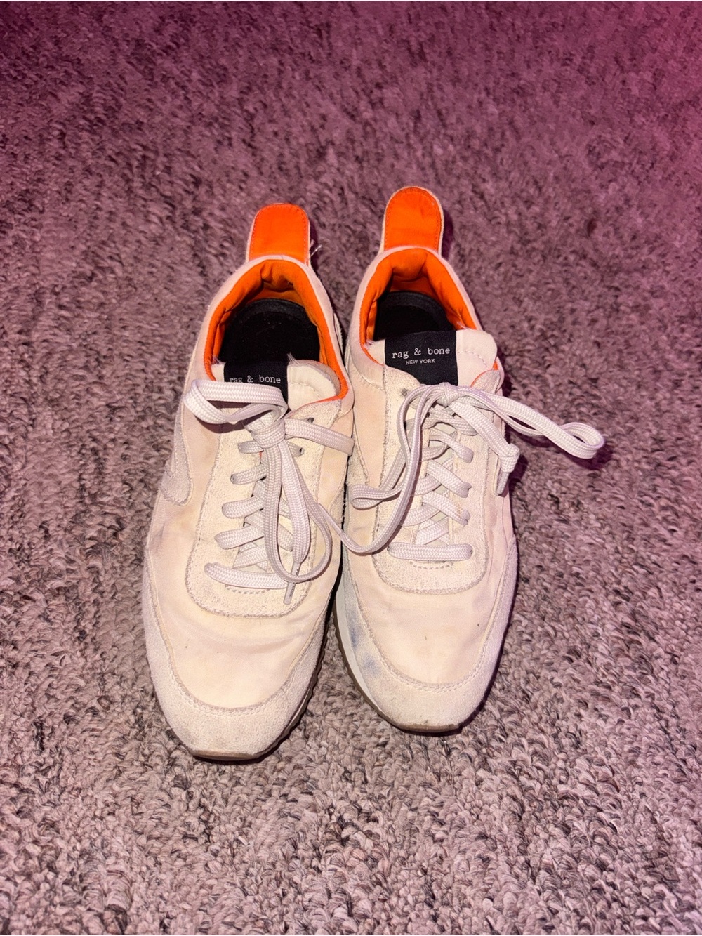rag & bone Cream Sneakers with Orange Heel Tab